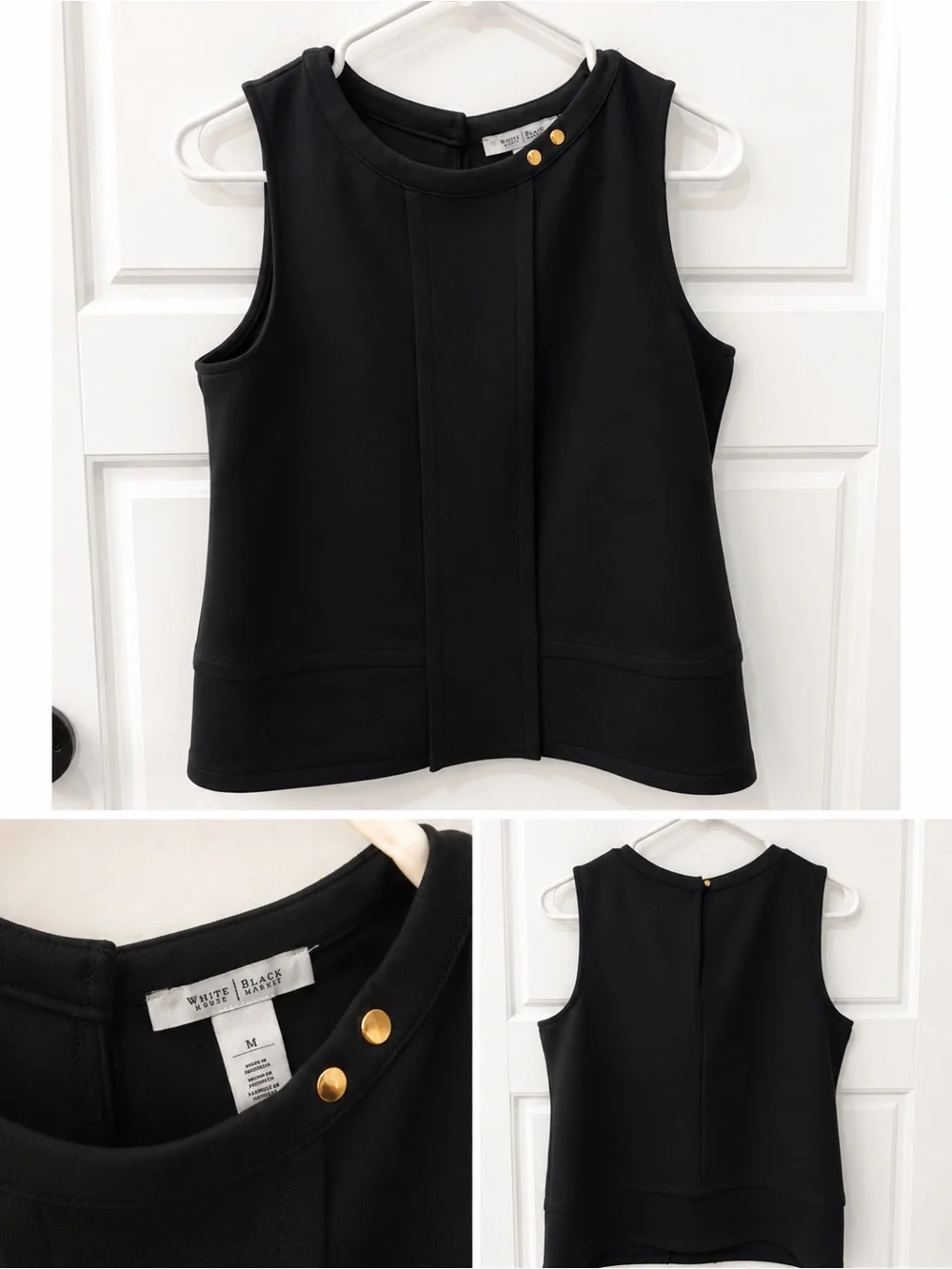 White House Black Market Black Ponte Shell with Gold Snap Detail